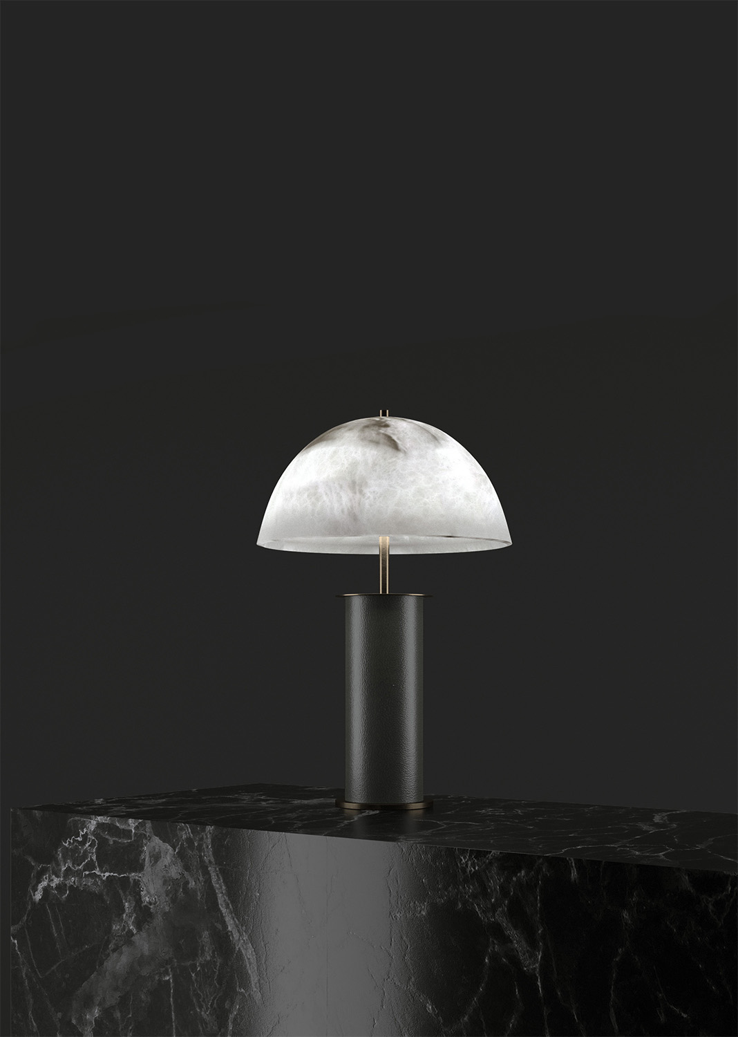 Lampada da tavolo in alabastro brushed burnished